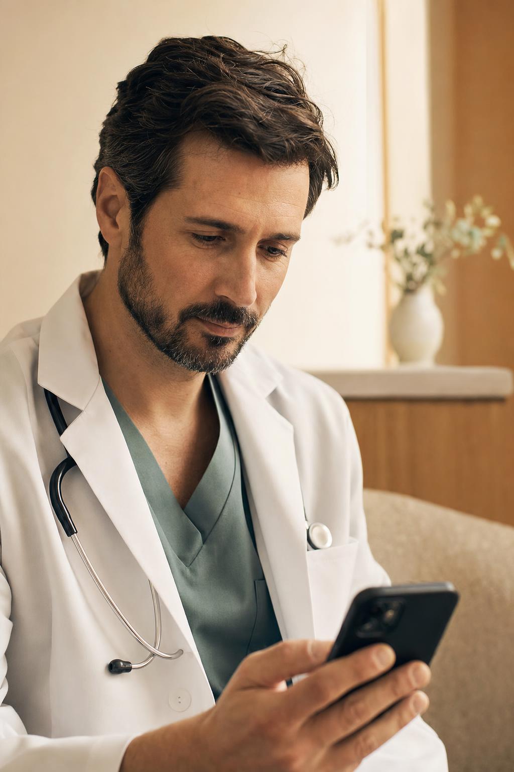 A physician reviewing a secure Doqto conversation